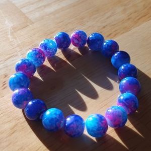 Blue glass beads bracelet